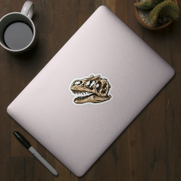 Dinosaur Skull Allosaurus Sticker by CassWArt